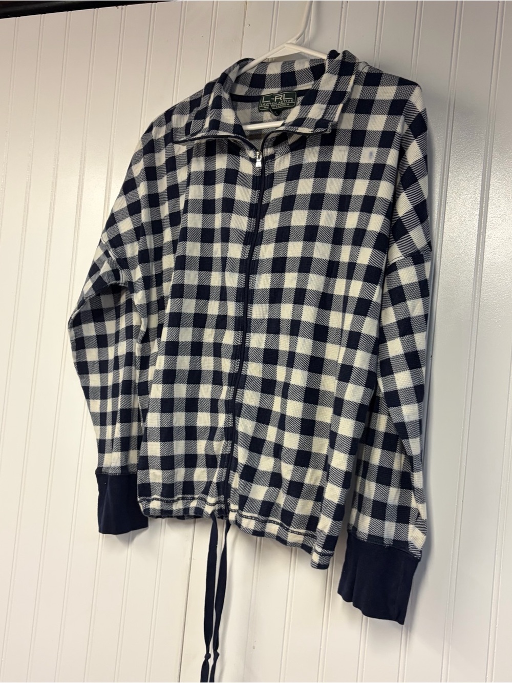 Ralph Lauren Navy and White Buffalo Check Zip Front Jacket XL - Picture 2 of 5